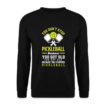 Lustiges Pickleball Geschenk - Unisex Pullover - Schwarz - Vorne - Alina (178cm) & Michal (187cm)