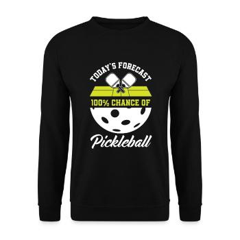 Lustiges Pickleball Geschenk - Unisex Pullover - Schwarz - Vorne - Alina (178cm) & Michal (187cm)