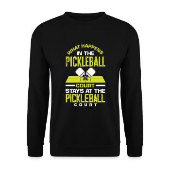 Lustiges Pickleball Geschenk - Unisex Pullover - Schwarz - Vorne - Alina (178cm) & Michal (187cm)