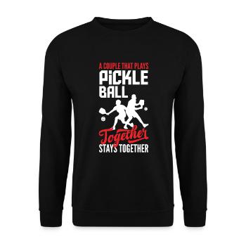 Lustiges Pickleball Geschenk - Unisex Pullover - Schwarz - Vorne - Alina (178cm) & Michal (187cm)