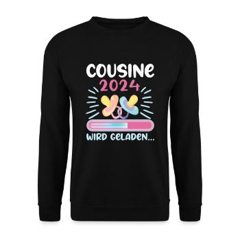 Cousine werden Cousine 2024 - Unisex Pullover - Schwarz - Vorne - Alina (178cm) & Michal (187cm)