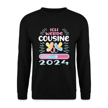 Cousine werden Cousine 2024 - Unisex Pullover - Schwarz - Vorne - Alina (178cm) & Michal (187cm)