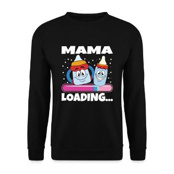 Mama 2024 werdende Mutter Schwangerschaft - Unisex Pullover - Schwarz - Vorne - Alina (178cm) & Michal (187cm)