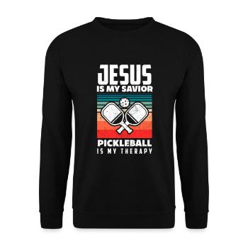 Lustiges Pickleball Geschenk - Unisex Pullover - Schwarz - Vorne - Alina (178cm) & Michal (187cm)