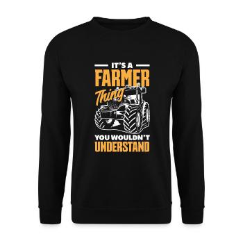 Lustiges Bauer Bauernhof Landwirt Geschenk - Unisex Pullover - Schwarz - Vorne - Alina (178cm) & Michal (187cm)