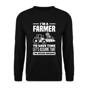 Lustiges Bauer Bauernhof Landwirt Geschenk - Unisex Pullover - Schwarz - Vorne - Alina (178cm) & Michal (187cm)