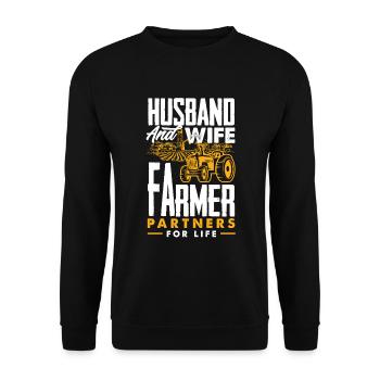 Lustiges Bauer Bauernhof Landwirt Geschenk - Unisex Pullover - Schwarz - Vorne - Alina (178cm) & Michal (187cm)