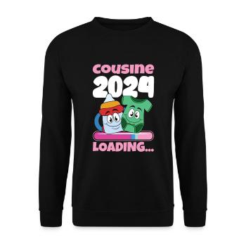 Cousine werden Cousine 2024 - Unisex Pullover - Schwarz - Vorne - Alina (178cm) & Michal (187cm)