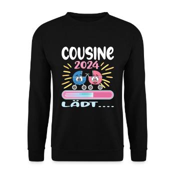 Cousine werden Cousine 2024 - Unisex Pullover - Schwarz - Vorne - Alina (178cm) & Michal (187cm)