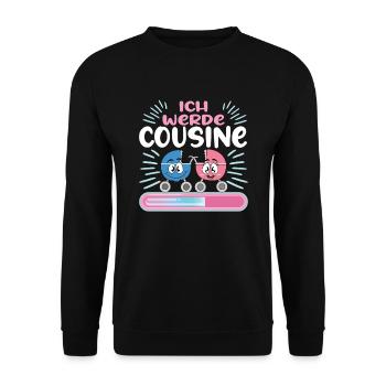 Cousine werden Cousine 2024 - Unisex Pullover - Schwarz - Vorne - Alina (178cm) & Michal (187cm)