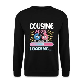 Cousine werden Cousine 2024 - Unisex Pullover - Schwarz - Vorne - Alina (178cm) & Michal (187cm)