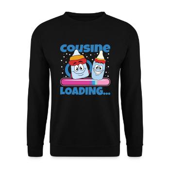 Cousine werden Cousine 2024 - Unisex Pullover - Schwarz - Vorne - Alina (178cm) & Michal (187cm)