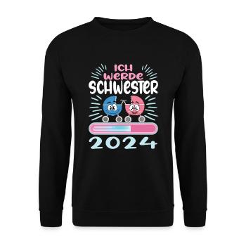 Schwester werden Schwester 2024 - Unisex Pullover - Schwarz - Vorne - Alina (178cm) & Michal (187cm)