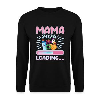 Mama 2024 werdende Mutter Schwangerschaft - Unisex Pullover - Schwarz - Vorne - Alina (178cm) & Michal (187cm)