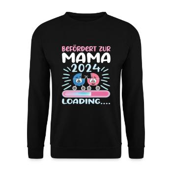 Mama 2024 werdende Mutter Schwangerschaft - Unisex Pullover - Schwarz - Vorne - Alina (178cm) & Michal (187cm)
