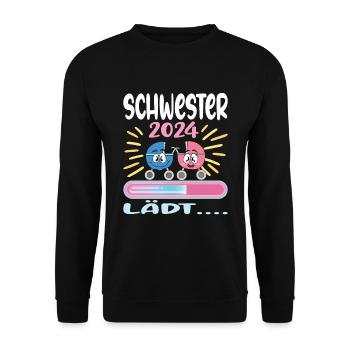 Schwester werden Schwester 2024 - Unisex Pullover - Schwarz - Vorne - Alina (178cm) & Michal (187cm)