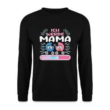 Mama 2024 werdende Mutter Schwangerschaft - Unisex Pullover - Schwarz - Vorne - Alina (178cm) & Michal (187cm)