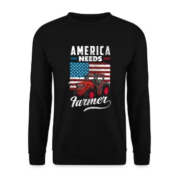 Lustiges Bauer Bauernhof Landwirt Geschenk - Unisex Pullover - Schwarz - Vorne - Alina (178cm) & Michal (187cm)