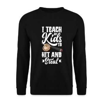Lustiger Baseball - Unisex Pullover - Schwarz - Vorne - Alina (178cm) & Michal (187cm)
