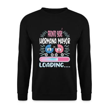 Schwester 2024 Hermana Mayor 2024 - Unisex Pullover - Schwarz - Vorne - Alina (178cm) & Michal (187cm)