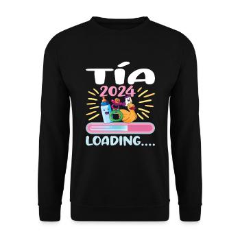 Tante 2024 Tante Werden 2024 - Unisex Pullover - Schwarz - Vorne - Alina (178cm) & Michal (187cm)