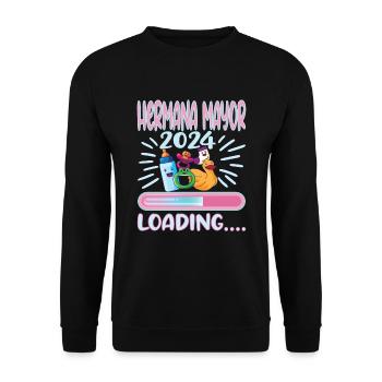 Schwester 2024 Hermana Mayor 2024 - Unisex Pullover - Schwarz - Vorne - Alina (178cm) & Michal (187cm)