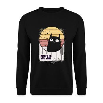 Le chat rétro hors-la-loi, le chat - Sweat-shirt Unisexe - noir - Devant - Alina (178cm) & Michal (187cm)