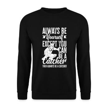 Lustiger Baseball - Unisex Pullover - Schwarz - Vorne - Alina (178cm) & Michal (187cm)