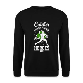 Lustiger Baseball - Unisex Pullover - Schwarz - Vorne - Alina (178cm) & Michal (187cm)