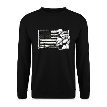 Lustiger Baseball - Unisex Pullover - Schwarz - Vorne - Alina (178cm) & Michal (187cm)