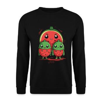 Alleinerziehend Eltern mit 2 Kindern - Unisex Pullover - Schwarz - Vorne - Alina (178cm) & Michal (187cm)