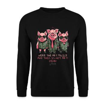 Art Police Pigs: That's not art, Oink! - Unisex Sweatshirt - black - Front - Alina (178cm) & Michal (187cm)
