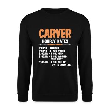 Wood Shining Wood Carving - Unisex Sweatshirt - black - Front - Alina (178cm) & Michal (187cm)