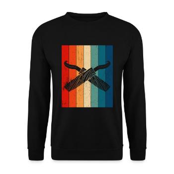 Wood Shining Wood Carving - Unisex Sweatshirt - black - Front - Alina (178cm) & Michal (187cm)