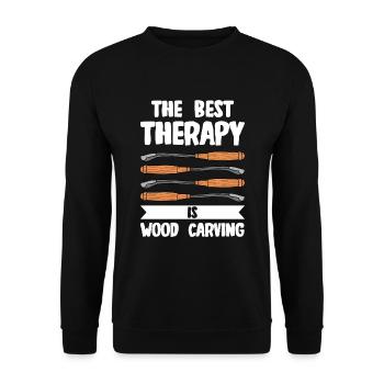 Wood Shining Wood Carving - Unisex Sweatshirt - black - Front - Alina (178cm) & Michal (187cm)