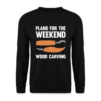 Wood Shining Wood Carving - Unisex Sweatshirt - black - Front - Alina (178cm) & Michal (187cm)