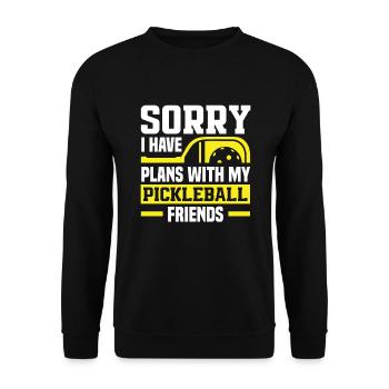 Lustiges Pickleball Geschenk - Unisex Pullover - Schwarz - Vorne - Alina (178cm) & Michal (187cm)