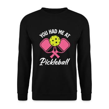Lustiges Pickleball Geschenk - Unisex Pullover - Schwarz - Vorne - Alina (178cm) & Michal (187cm)