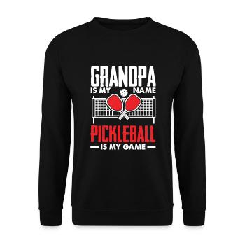 Lustiges Pickleball Geschenk - Unisex Pullover - Schwarz - Vorne - Alina (178cm) & Michal (187cm)