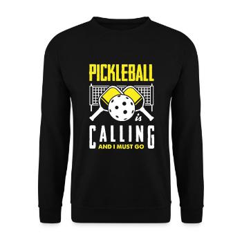 Lustiges Pickleball Geschenk - Unisex Pullover - Schwarz - Vorne - Alina (178cm) & Michal (187cm)