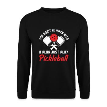 Lustiges Pickleball Geschenk - Unisex Pullover - Schwarz - Vorne - Alina (178cm) & Michal (187cm)