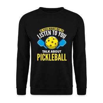 Lustiges Pickleball Geschenk - Unisex Pullover - Schwarz - Vorne - Alina (178cm) & Michal (187cm)
