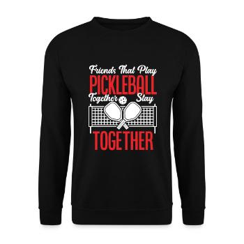 Lustiges Pickleball Geschenk - Unisex Pullover - Schwarz - Vorne - Alina (178cm) & Michal (187cm)