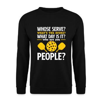 Lustiges Pickleball Geschenk - Unisex Pullover - Schwarz - Vorne - Alina (178cm) & Michal (187cm)