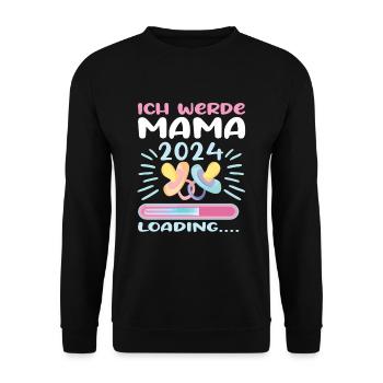 Mama 2024 werdende Mutter Schwangerschaft - Unisex Pullover - Schwarz - Vorne - Alina (178cm) & Michal (187cm)