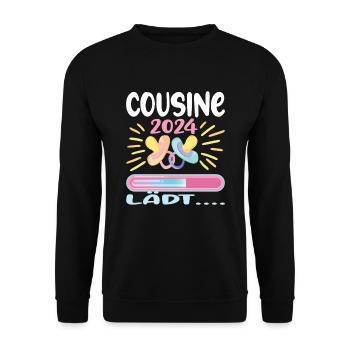 Cousine werden Cousine 2024 - Unisex Pullover - Schwarz - Vorne - Alina (178cm) & Michal (187cm)