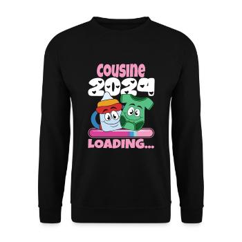 Cousine werden Cousine 2024 - Unisex Pullover - Schwarz - Vorne - Alina (178cm) & Michal (187cm)