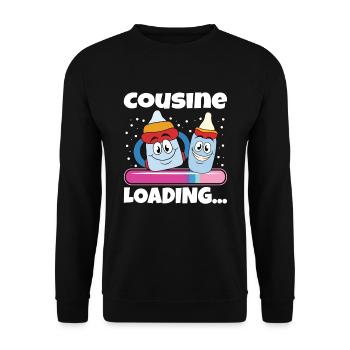 Cousine werden Cousine 2024 - Unisex Pullover - Schwarz - Vorne - Alina (178cm) & Michal (187cm)
