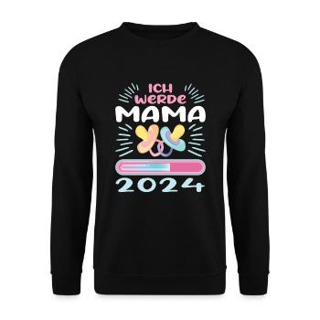 Mama 2024 werdende Mutter Schwangerschaft - Unisex Pullover - Schwarz - Vorne - Alina (178cm) & Michal (187cm)