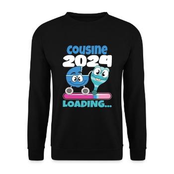 Cousine werden Cousine 2024 - Unisex Pullover - Schwarz - Vorne - Alina (178cm) & Michal (187cm)